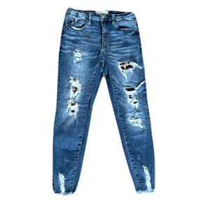 Kancan 28 Light Wash Slim Distressed Jeans